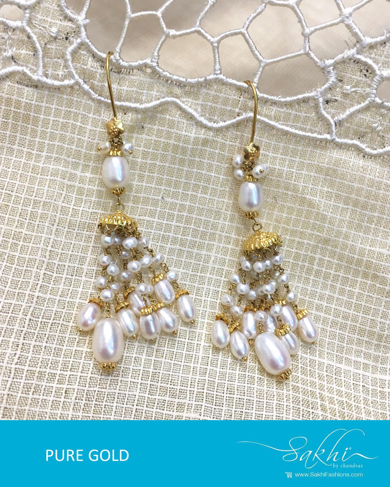 AGDQ-7595 Pearl Gold Earrings