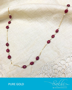 AGDQ-7600 - Maroon & White Pure Gold Chain