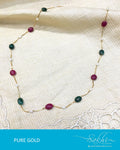 AGDQ-7603 - Green & Multi Pure Gold Chain