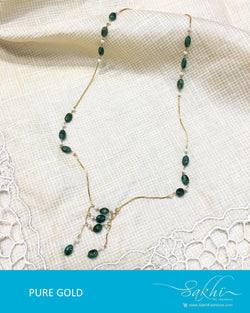 AGDQ-7604 - Green & White Pure Gold Chain