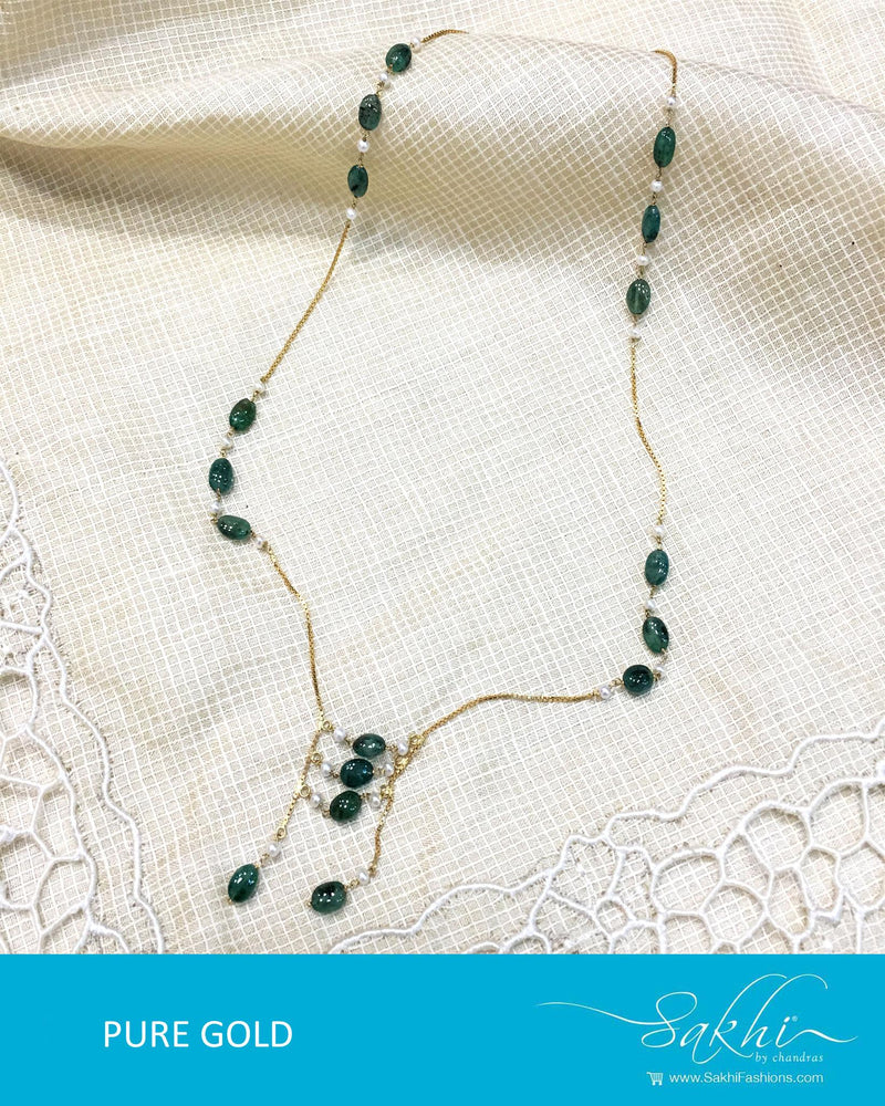 AGDQ-7604 - Green & White Pure Gold Chain