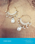 AGDQ-7629 - Gold & White Pure Gold Earrings