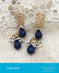 AGDQ-8473 - Blue & Gold Pure Gold Earrings