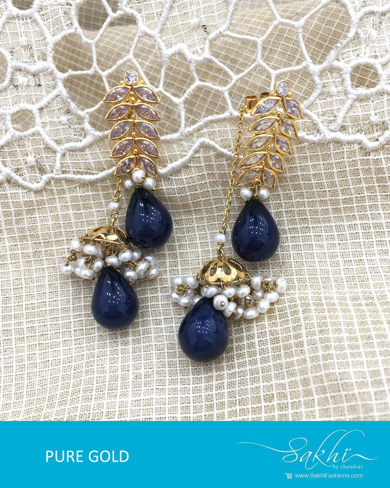 Blue Gold Pure Gold Earrings Sakhi Fashions sakhifashions