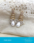 AGDQ-8474 - White & Gold Pure Gold Earrings