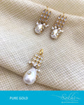 AGDQ-8478 - White & Gold Pure Gold Earrings