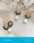 AGDQ-8479 - Black & Gold Pure Gold Earrings