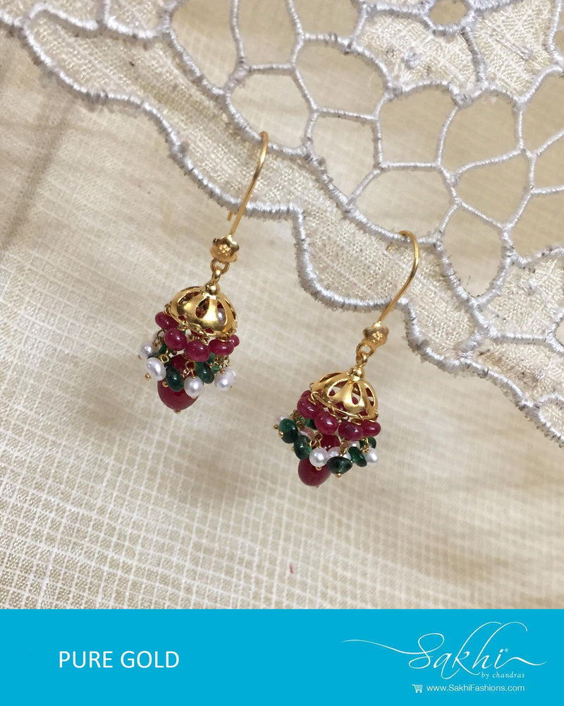 AGDR-0002 - Gold & Multi Pure Gold Earring