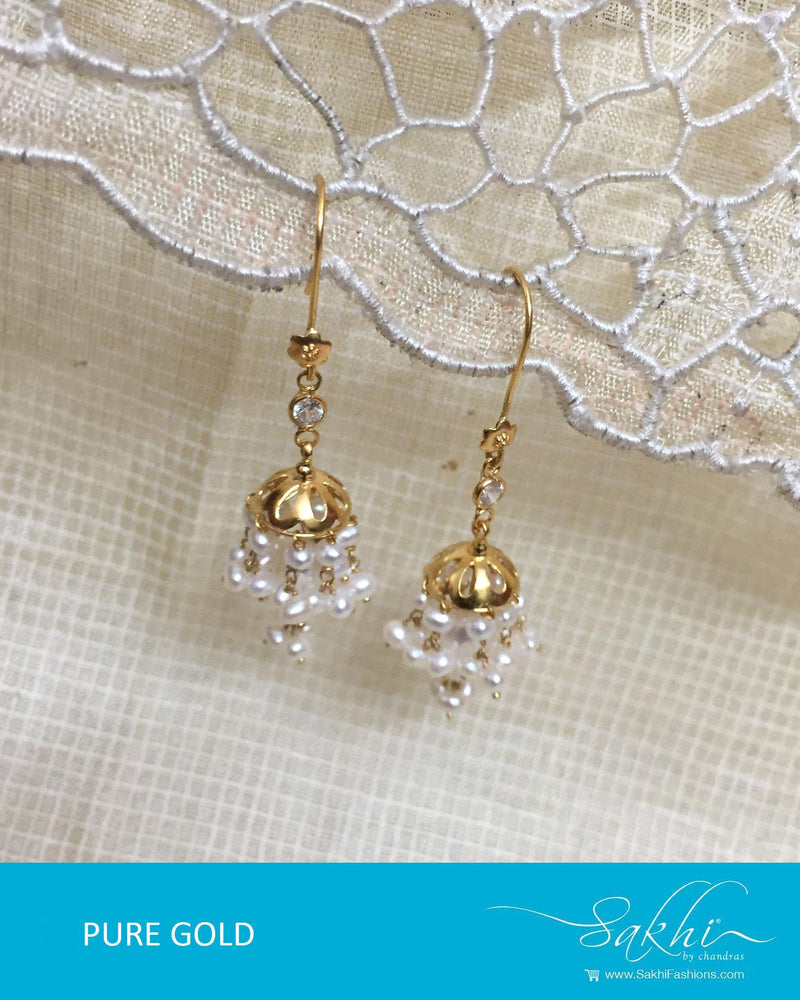 AGDR-0010 - Gold & Cream Pure Gold Earring