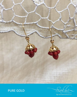 AGDR-0013 - Gold & Red Pure Gold Earring