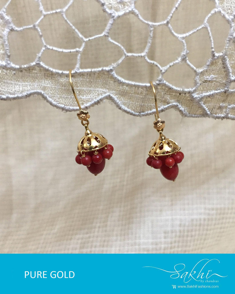 AGDR-0013 - Gold & Red Pure Gold Earring