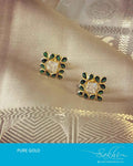 AGDR-10312 - Gold &  Green Gold Earring