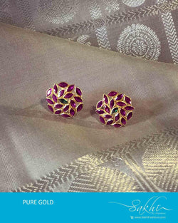 AGDR-10313 Ruby Pink Gold Earring