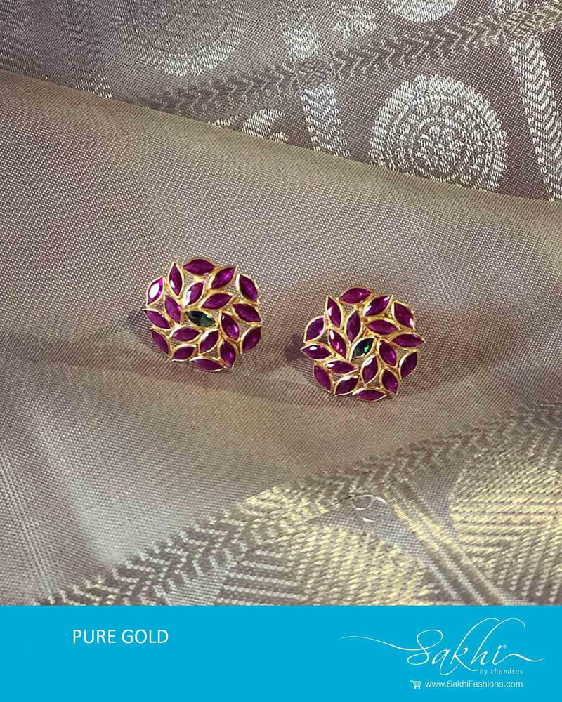 AGDR-10313 Ruby Pink Gold Earring