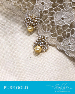 AGDR-16454 - Pearl &  Gold Earring