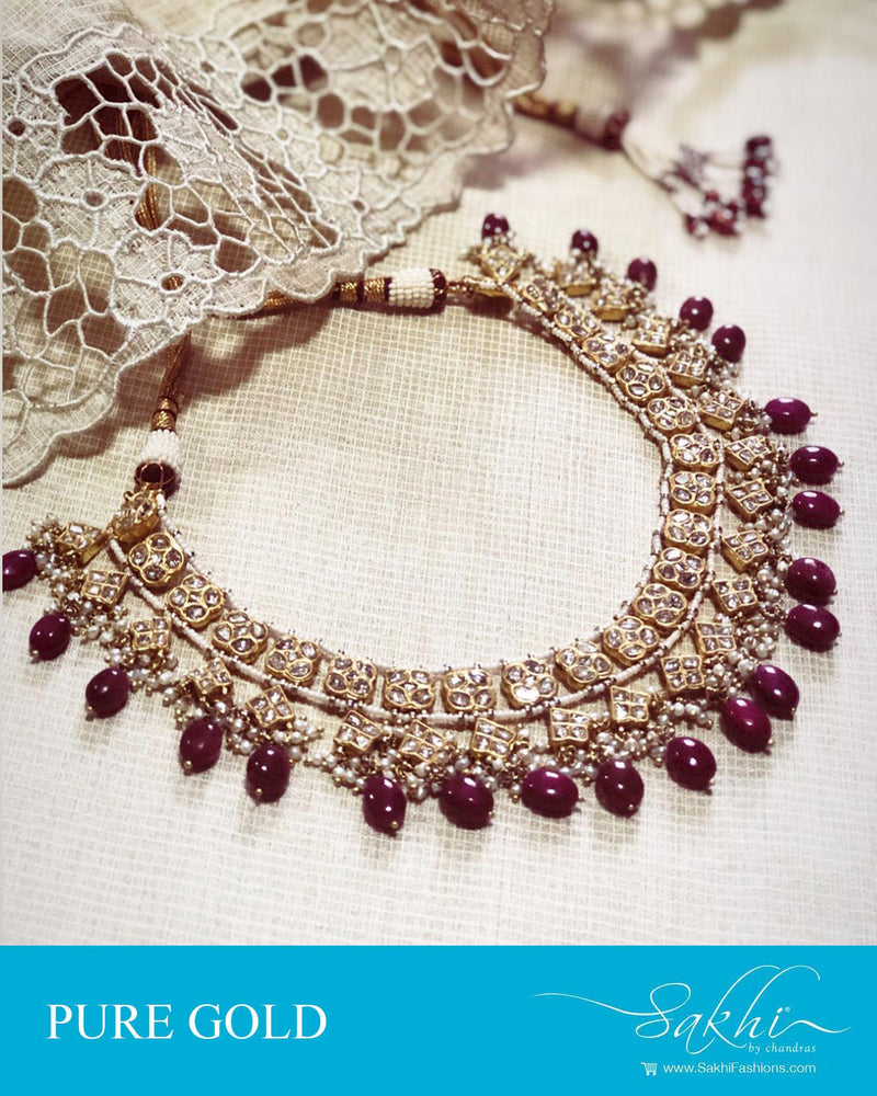 AGDR-23894 Gold Ruby Necklace