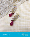 AGDR-4173 - Red & White Pure Gold Earrings