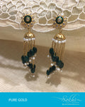 AGDR-4369 - Gold & Green Pure Gold Jhumka