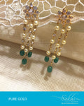 AGDR-0902 - Gold & Green Pure Gold Jhumka