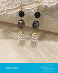AGDR-4379 - Gold & Black Pure Gold Jhumka