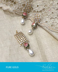 AGDR-4402 - Gold & Cream Pure Gold Earrings