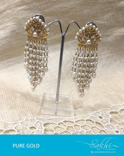 AGDR-4433 - Gold & White Pure Gold Jhumka