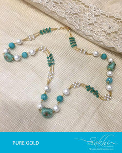 AGDR-589 - Green & White Pure Gold Mala