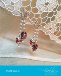 AGDR-597 - Red & Cream Pure Gold Earrings