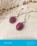 AGDR-598 - Pink & White Pure Gold Earrings