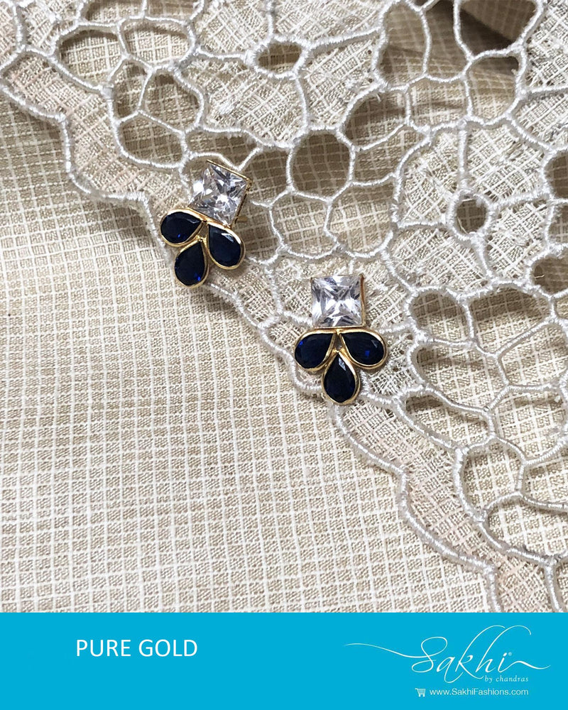 AGDR-9174 - White & Blue Gold Earring