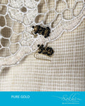 AGDR-9178 - Black &  Gold Earring