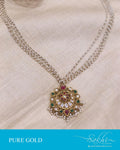 AGDS-16787 - Gold &  Gold Pendant Mala & Earring