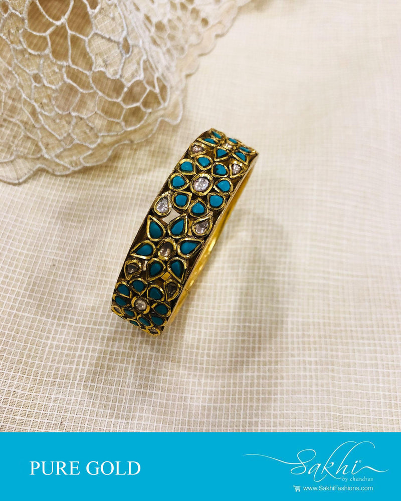 AGDS-16788 Gold Turq Bangle
