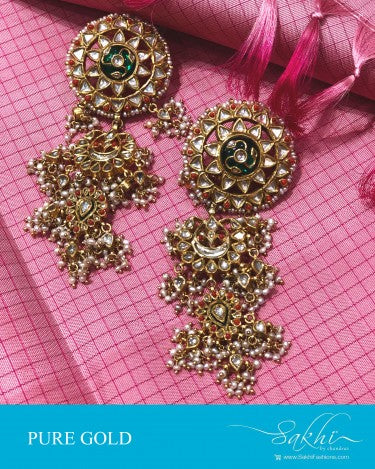 AGDS-18922 - Gold & Multi Gold Earring