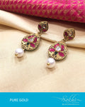 AGE14-423 - Red & Gold Pure Gold Earrings