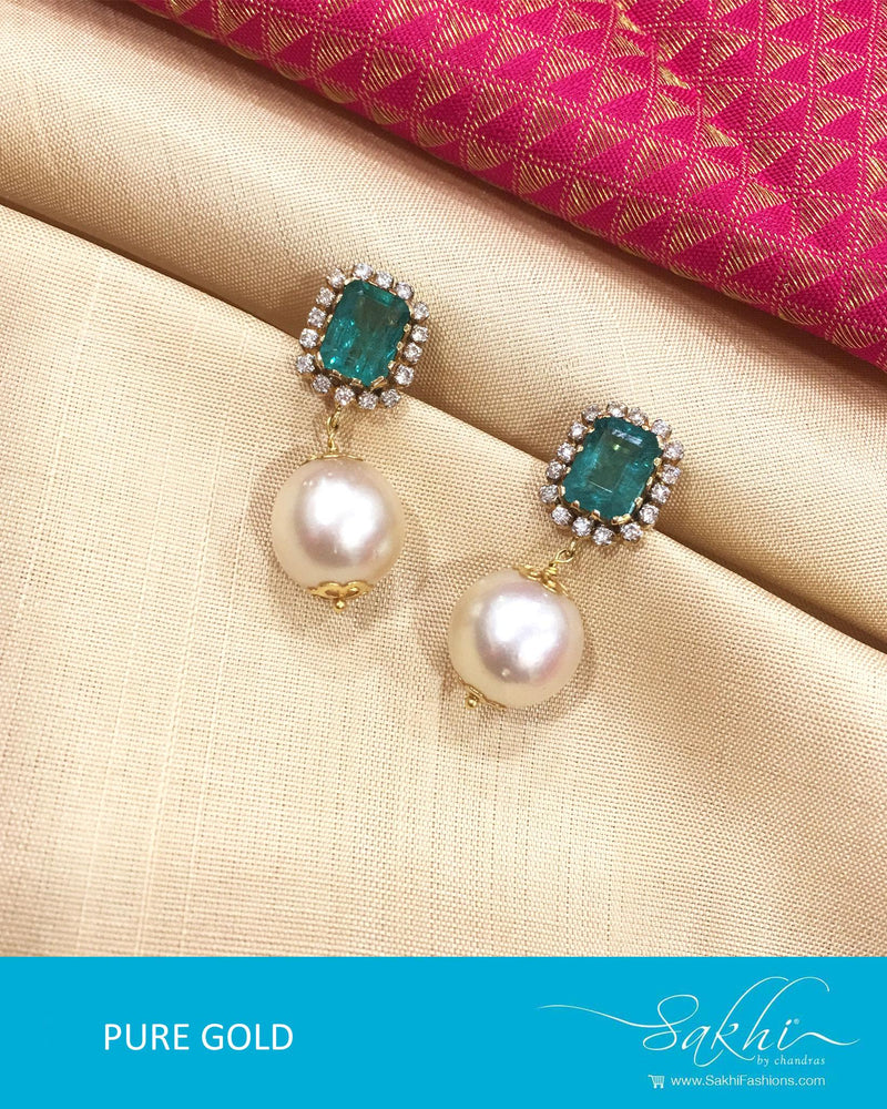AGE17-1311 - Green & Gold Pure Gold Earrings