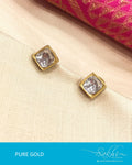 AGE17-1331 - White & Gold Pure Gold Earrings