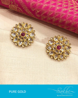 AGE17-1361 - Red & Gold Pure Gold Earrings