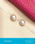 AGE17-1730 - White & Gold Pure Gold Earrings