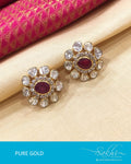 AGE17-715 - Red & Gold Pure Gold Earrings