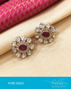 AGE17-715 - Red & Gold Pure Gold Earrings