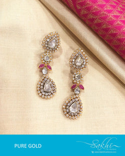 AGEG16-999 - White & Pink Pure Gold Stud Earrings