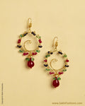 AGMSO-10334 - Multi & Yellow Pure Gold Bali Earring