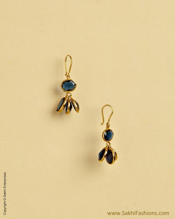 AGMSO-10341 - Yellow Gold & Blue Pure Gold Earring