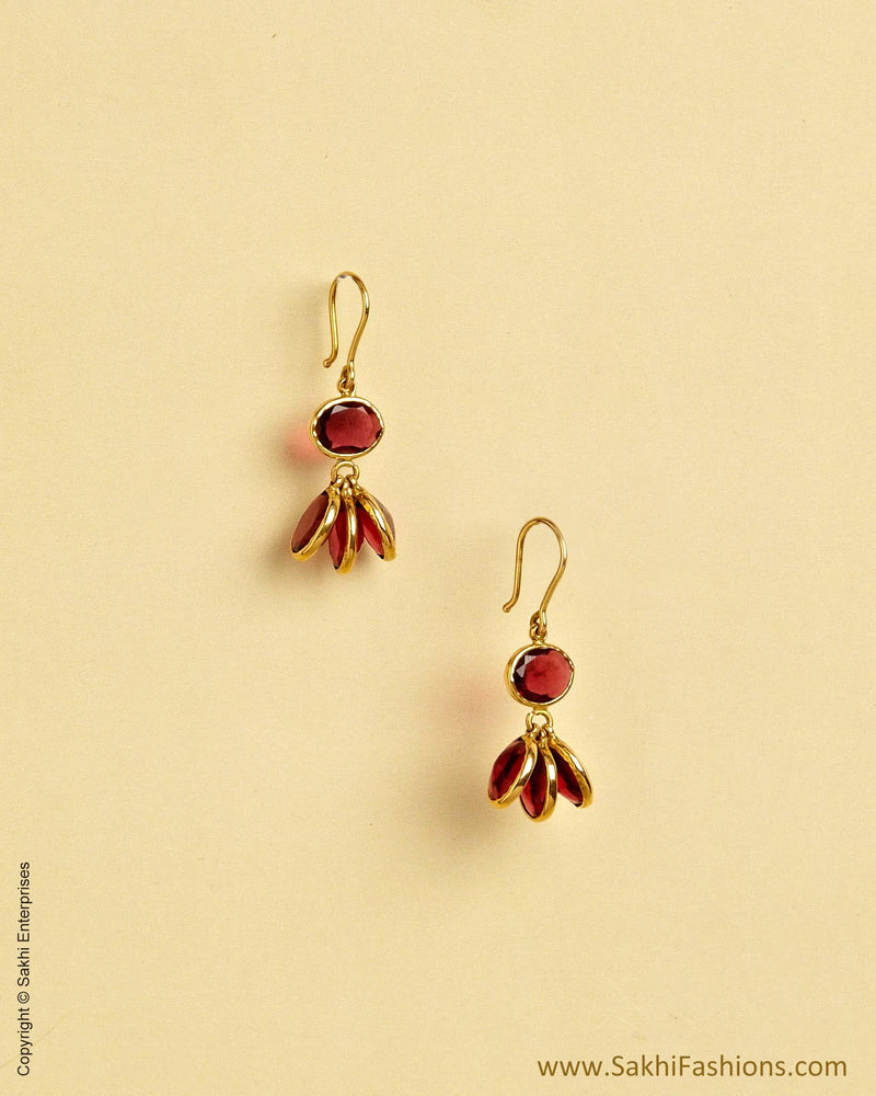 AGMSO-10342 - Yellow Gold & Red Pure Gold Earring