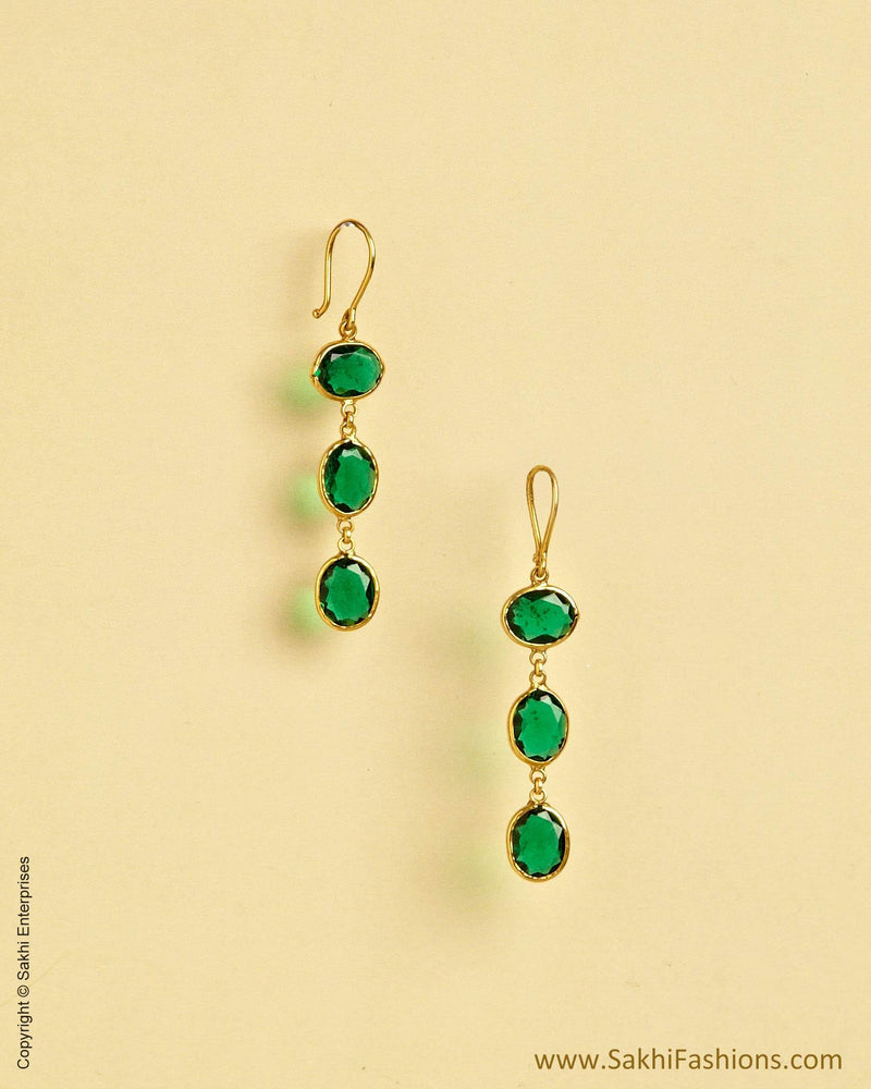 AGMSO-10343 - Yellow Gold & Green Pure Gold Earring