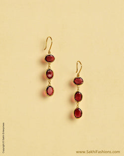 AGMSO-10345 - Yellow & Red Pure Gold Earring