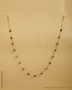 AGMSO-10353 - Yellow & Green Pure Gold Emerald Chain