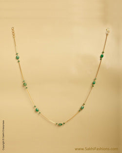 AGMSO-10354 - Yellow & Green Pure Gold Emerald Chain