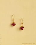 AGMSO-10365 - Red & Yellow Pure Gold Hook Earring